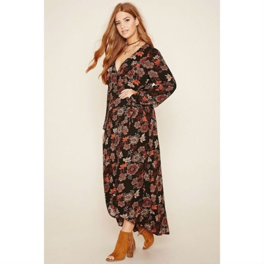 Forever 21 Plus Size 3x Floral Maxi Wrap Dress